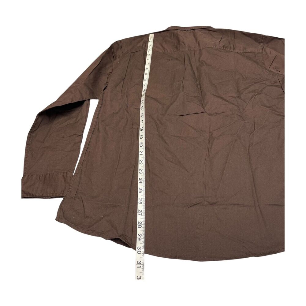 Haband Shirt Men Medium Brown 100% Cotton Pockets Collared Long Sleeve Button-Up - Picture 5 of 6